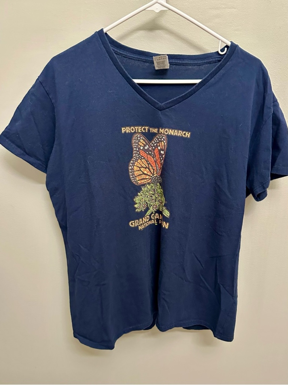 Grand Canyon V-Neck Tee with Monarch Butterfly Graphic